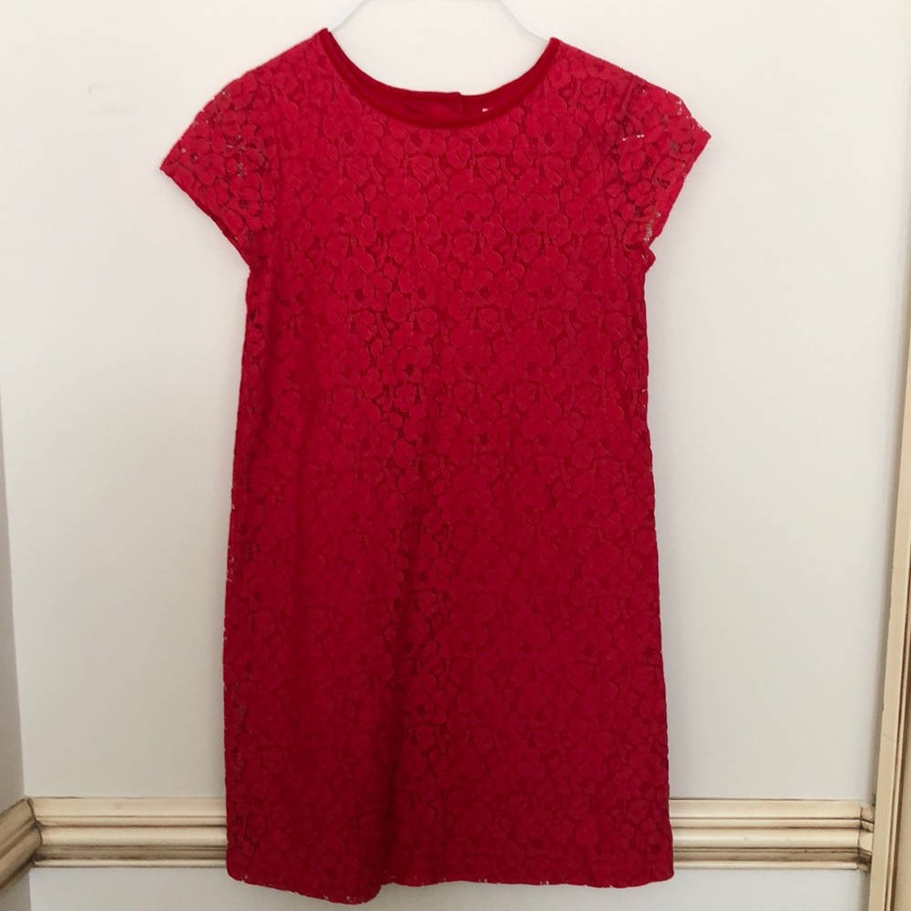 Girls Gap Red Lace Fully Lined Dress (14/16)